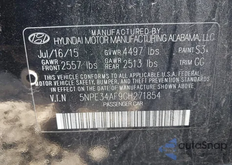 2016 Hyundai Sonata Sport from USA, damaged, VIN 5NPE34AF9GH271854